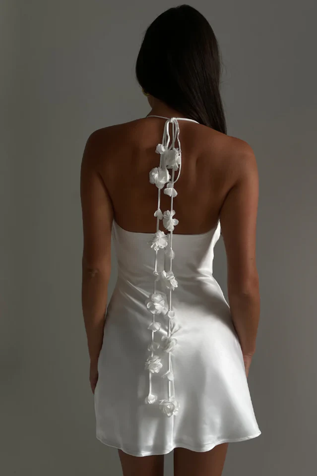 Otillie Rose Halter Satin Mini Dress - Image 6