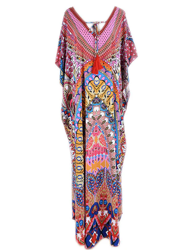 Over Again Abstract Print Loose Bohemian Maxi Dress - Image 4