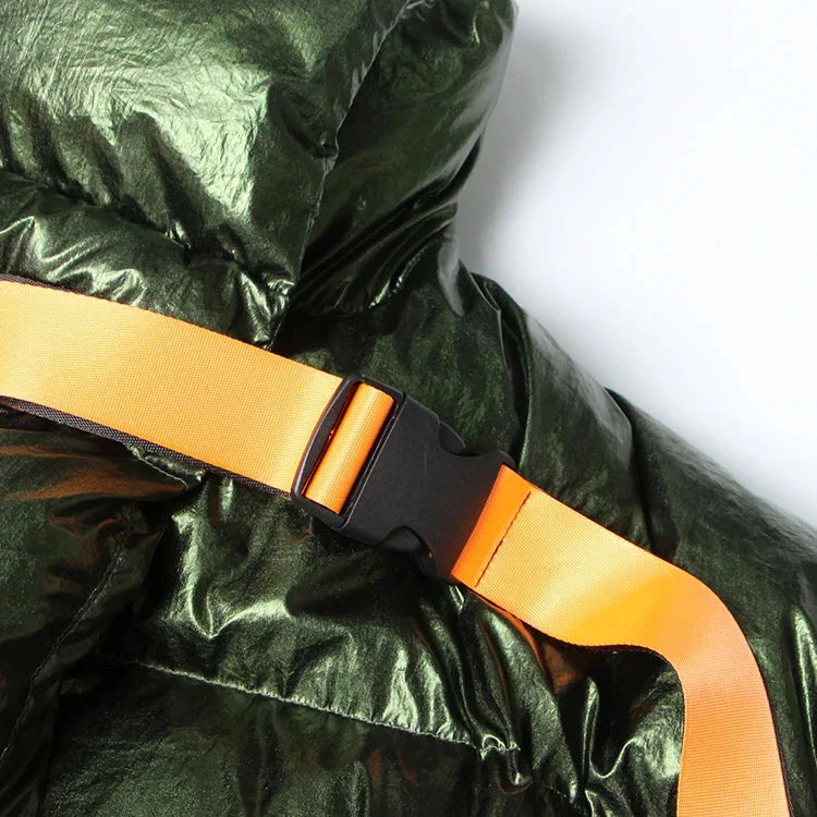DARK GREEN OVERSIZED Puffer Jacket with IRREGULAR HEM - Image 6