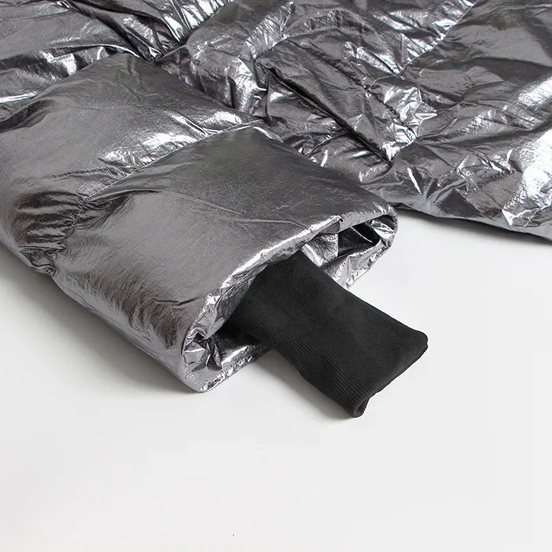 SILVER OVERSIZED Puffer Jacket with IRREGULAR HEM - Image 4