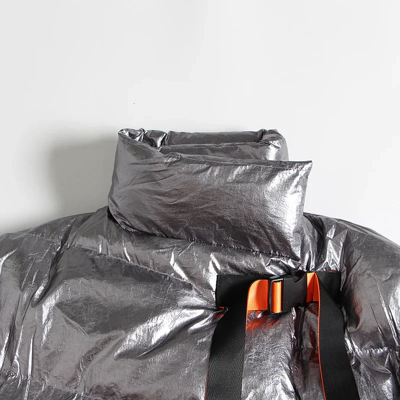 SILVER OVERSIZED Puffer Jacket with IRREGULAR HEM - Image 5