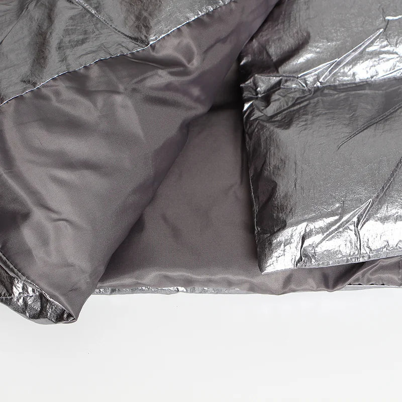 SILVER OVERSIZED Puffer Jacket with IRREGULAR HEM - Image 6