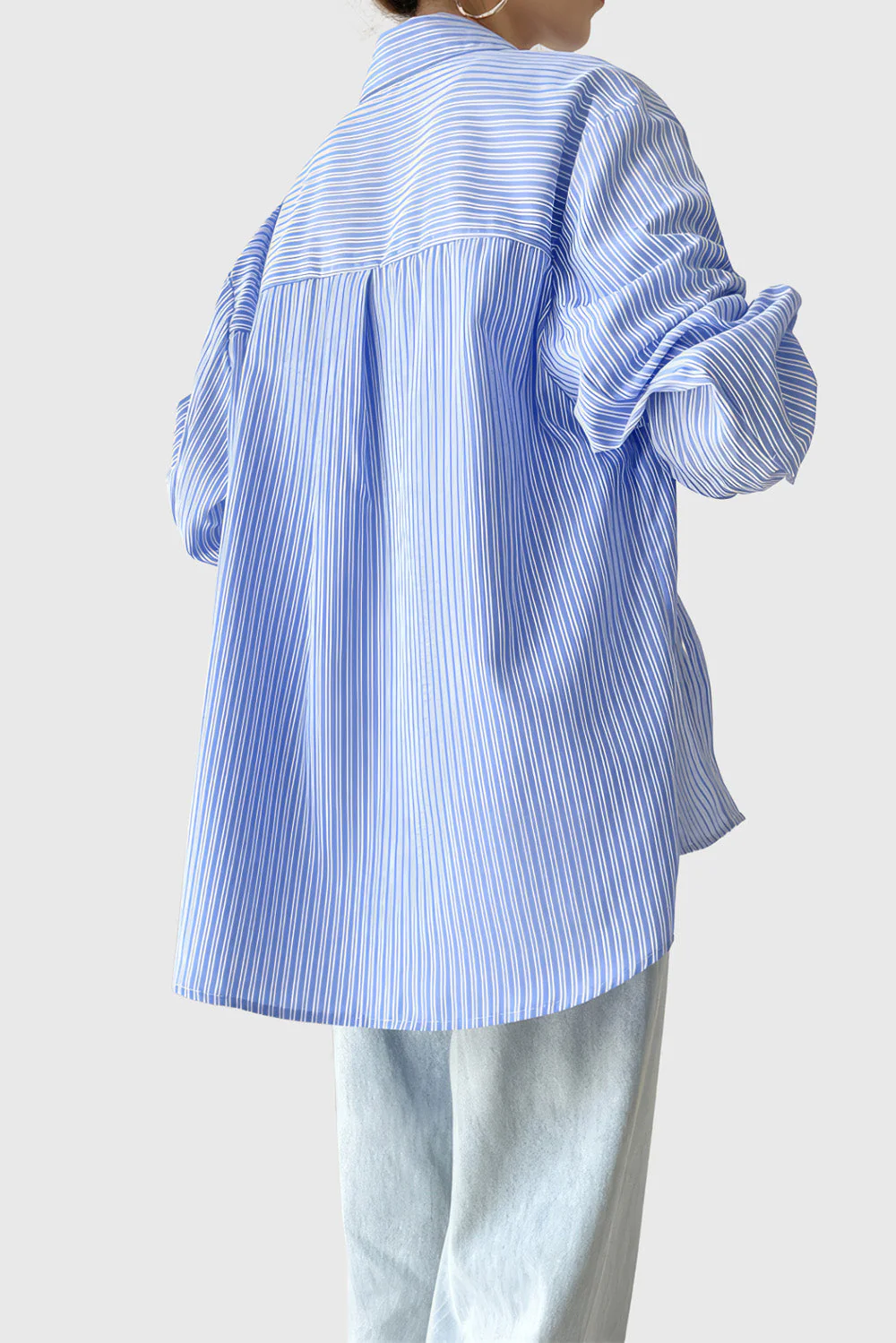 Oversized Striped Shirt - Blue - Image 3