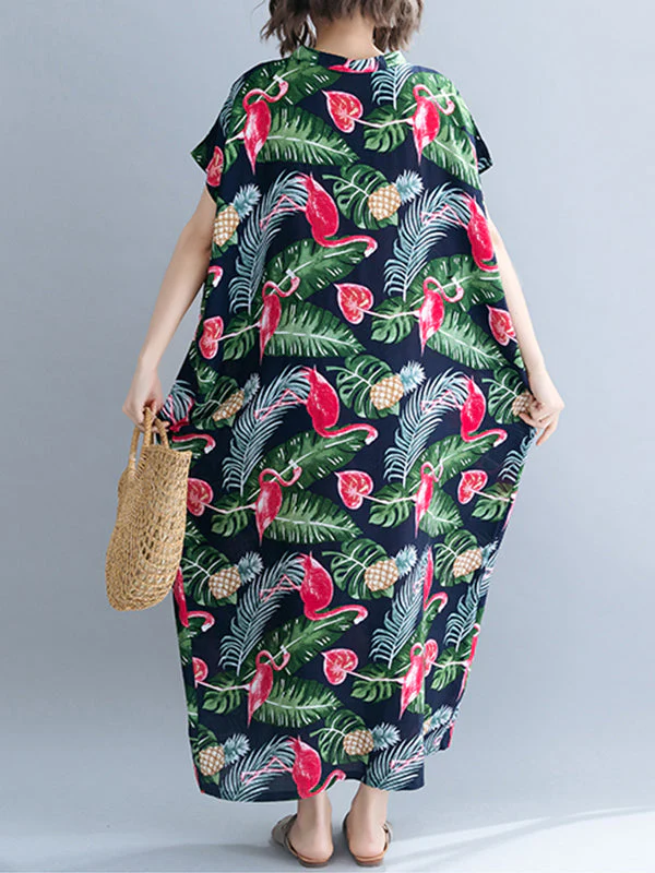 Palm Leaves & Flamingo Plus Size Kaftan Dress - Image 7