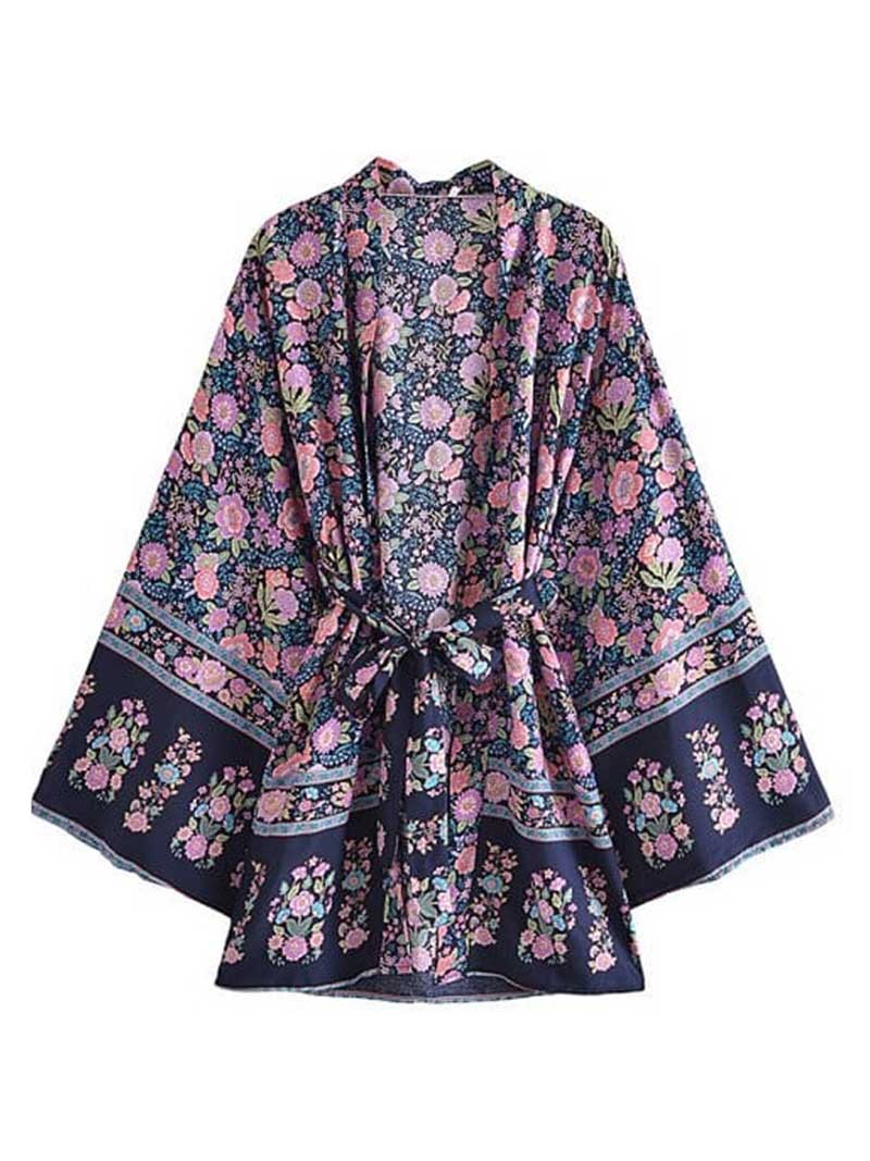 Party Wear Beauty Floral Printed Kimono Gown Duster Robe - Image 2