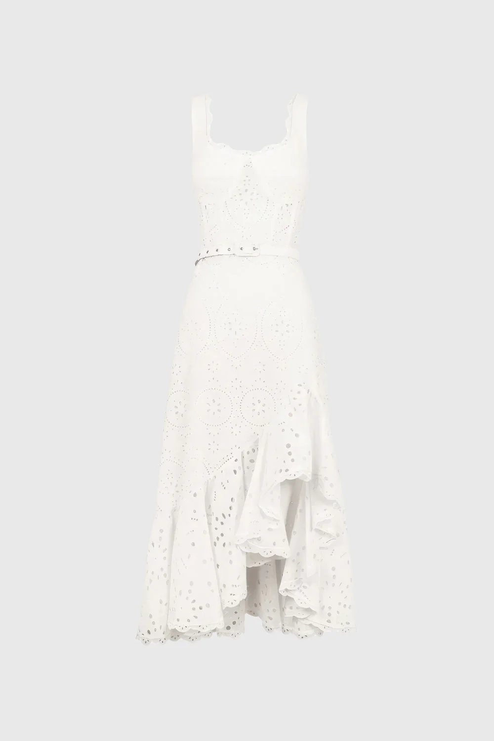 Patterned Irregular Midi Dress - White - Image 2
