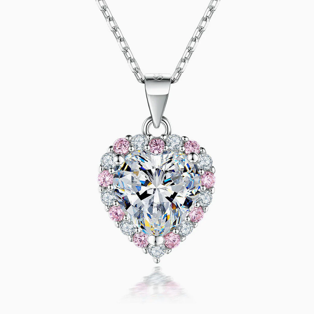 Pavé Cubic Zirconia Heart Shaped Halo Sterling Silver Jewelry Set - Image 3