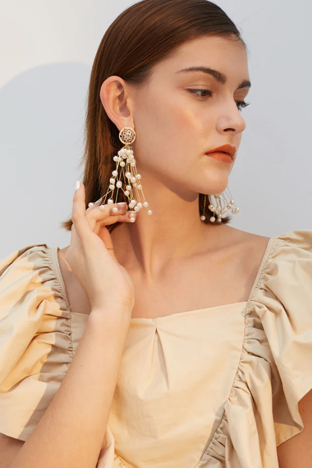 Pearl Pendant Drop Earrings - Image 3