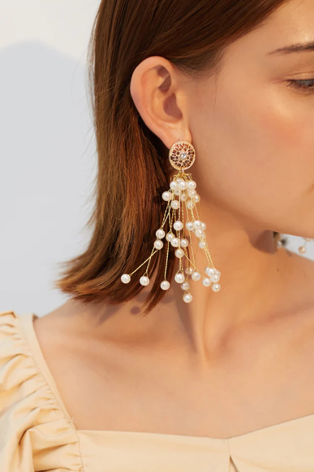 Pearl Pendant Drop Earrings - Image 7