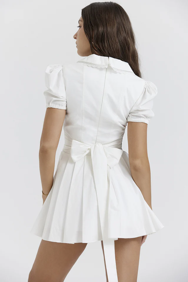 Piera White Pleated Mini Dress - Image 2