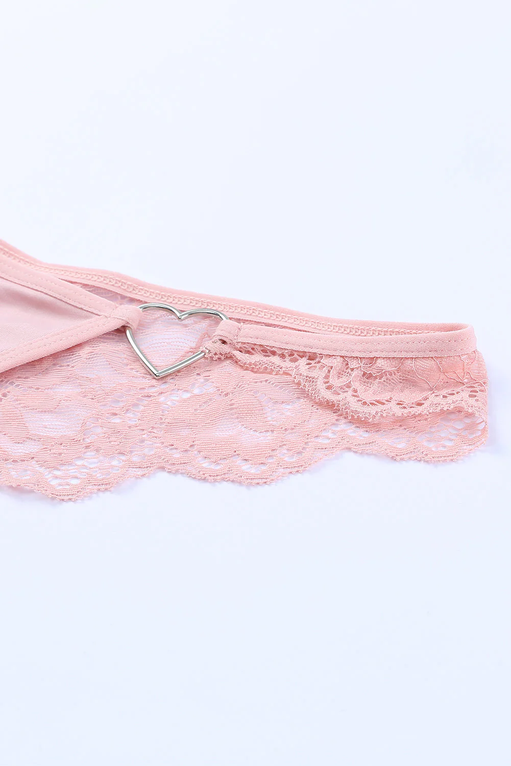 Pink 2Pcs Cutout Lace Bustier Lingerie Set - Image 7