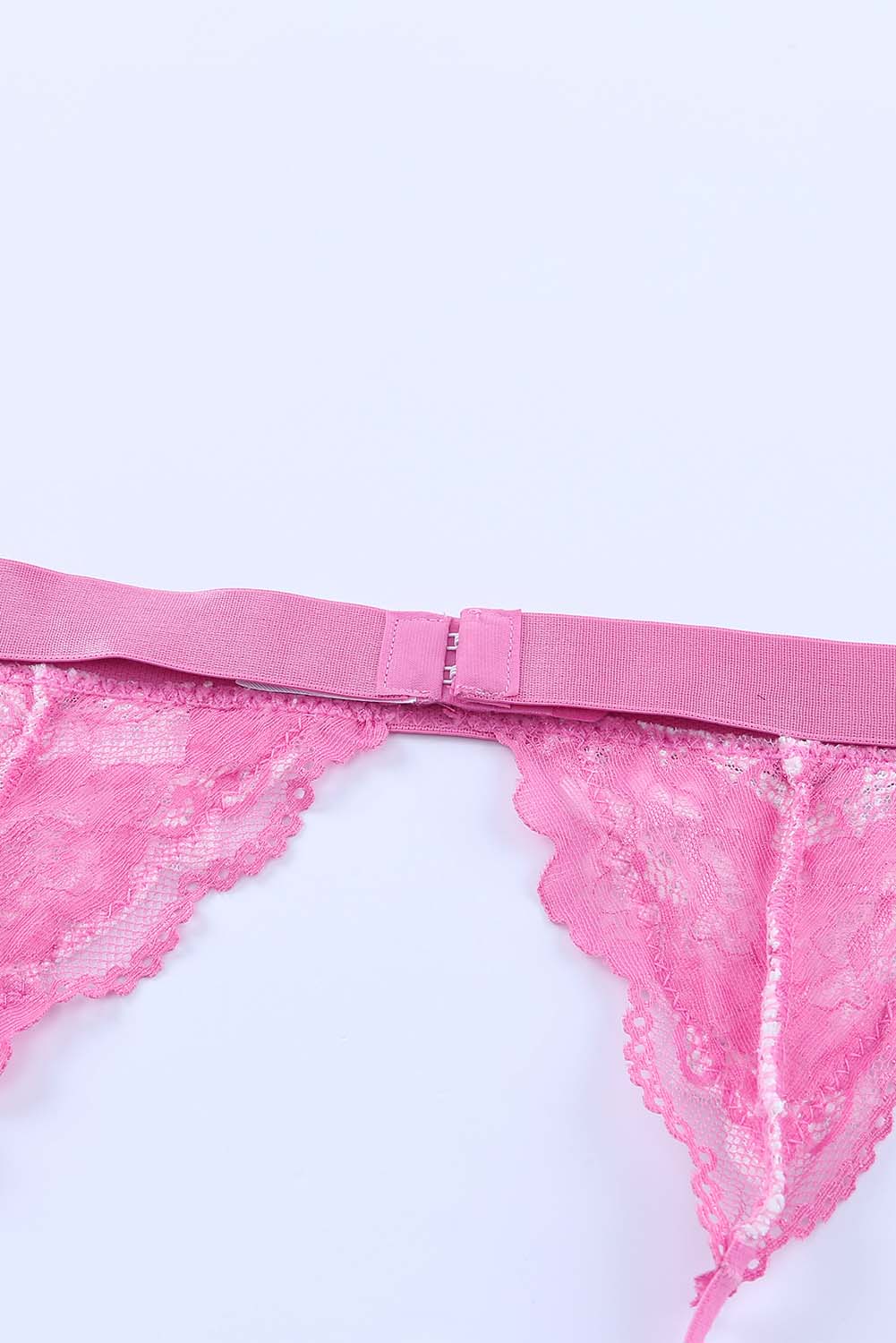 Pink 3Pcs Color Block Lace Bralette Lingerie Set - Image 10