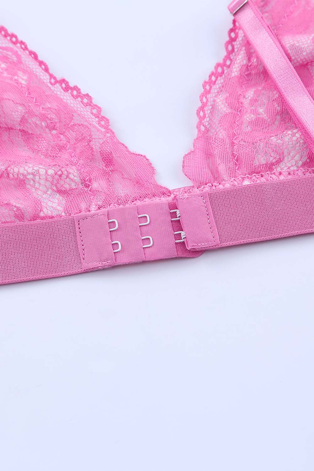 Pink 3Pcs Color Block Lace Bralette Lingerie Set - Image 15