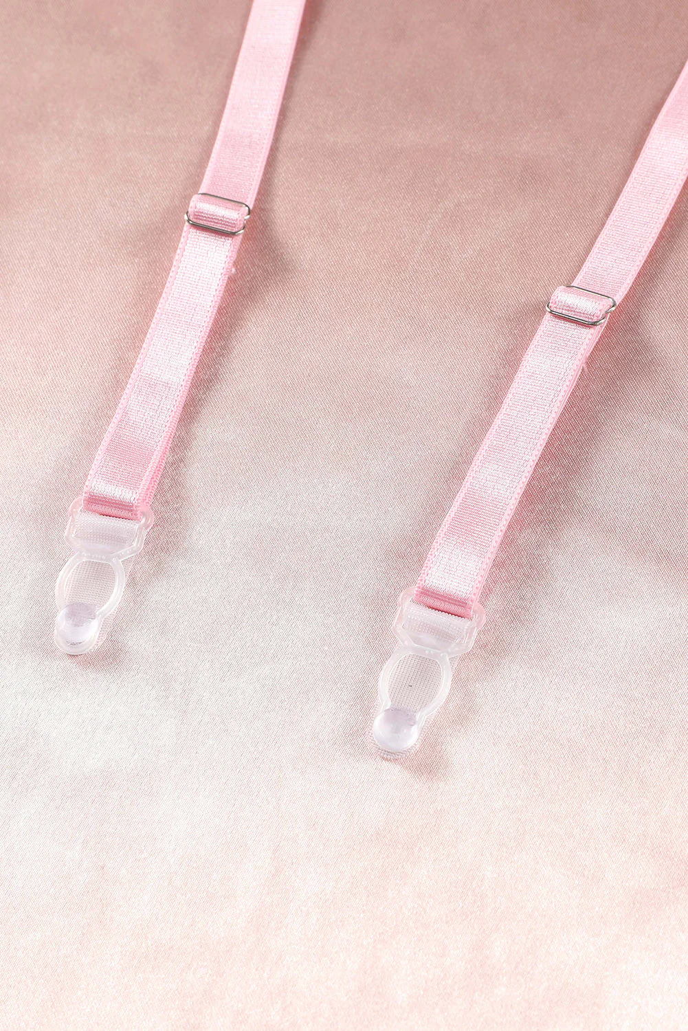 Pink Sheer Lace 3Pcs Garter Belt Lingerie Set - Image 10