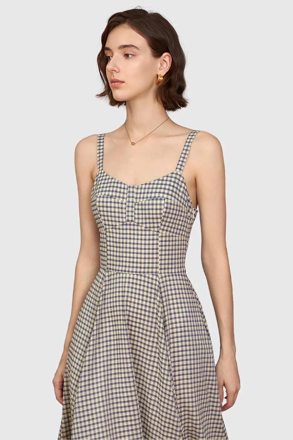 Plaid Maxi Dress - Beige & Purple - Image 2