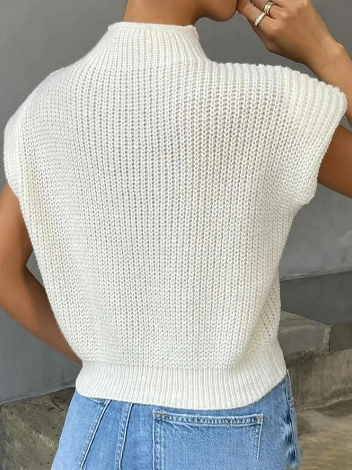 Plain Cap Sleeve Sweater Vest - Image 6