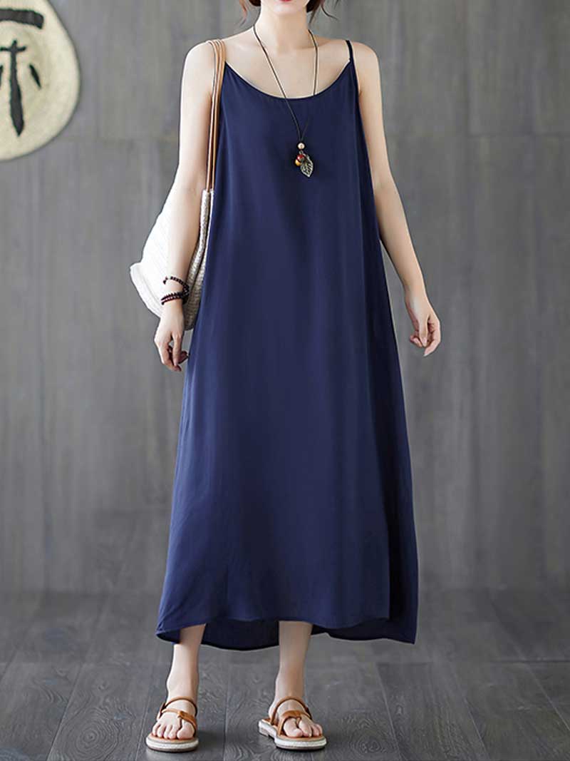 Plain Cotton Slip Dress - Image 5