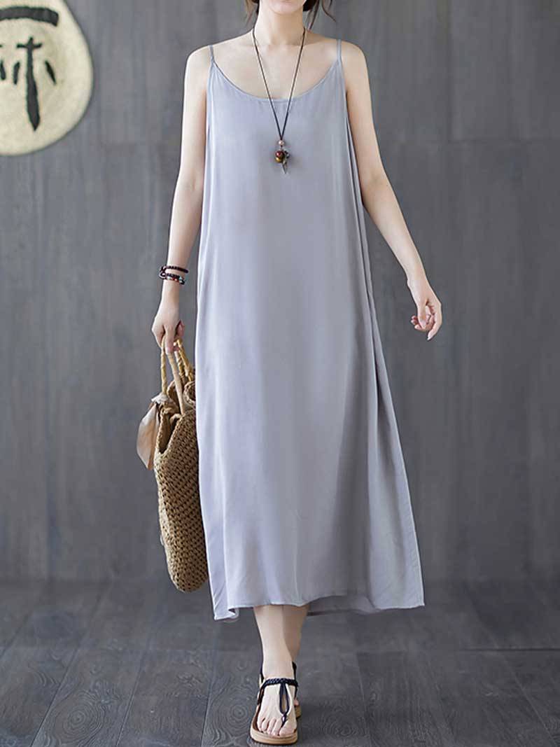 Plain Cotton Slip Dress - Image 2