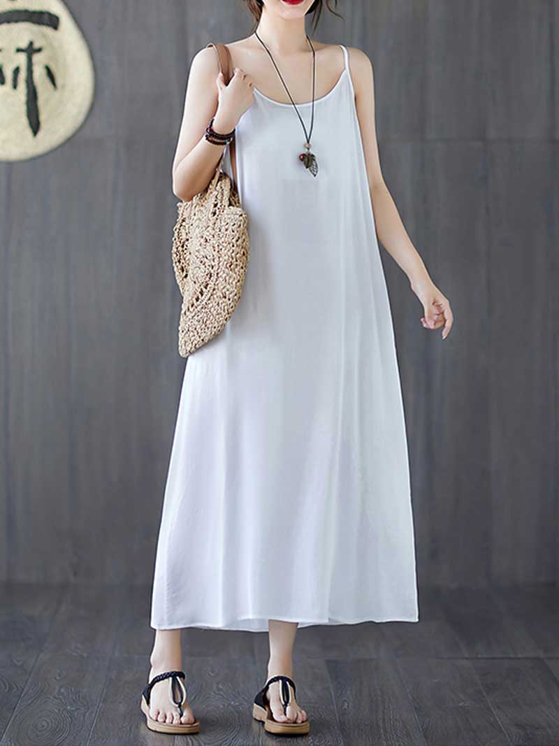 Plain Cotton Slip Dress - Image 4