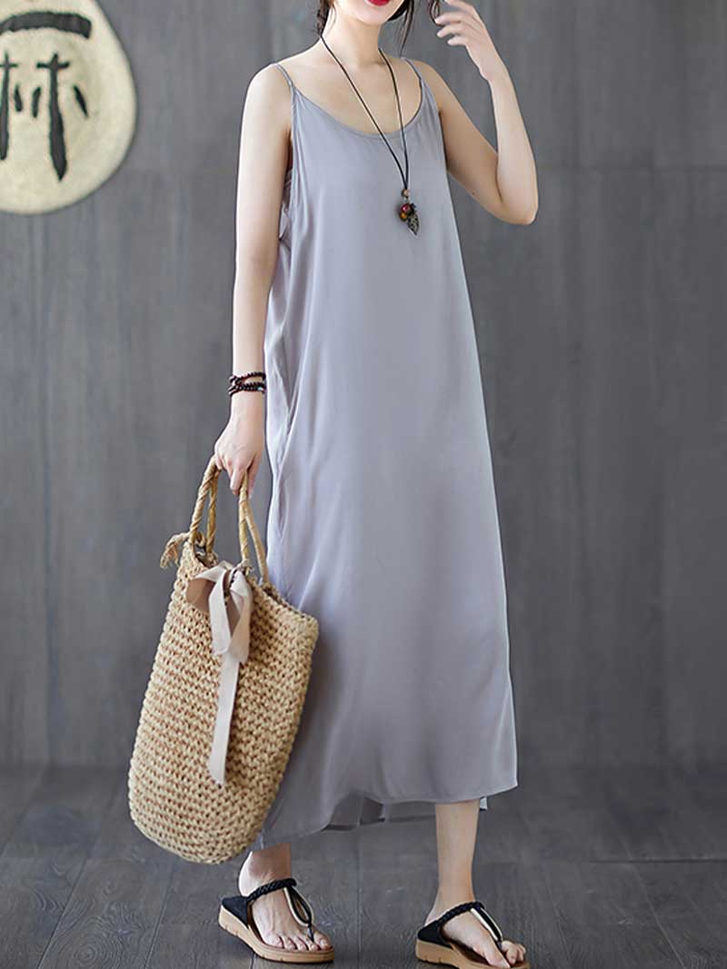 Plain Cotton Slip Dress - Image 7