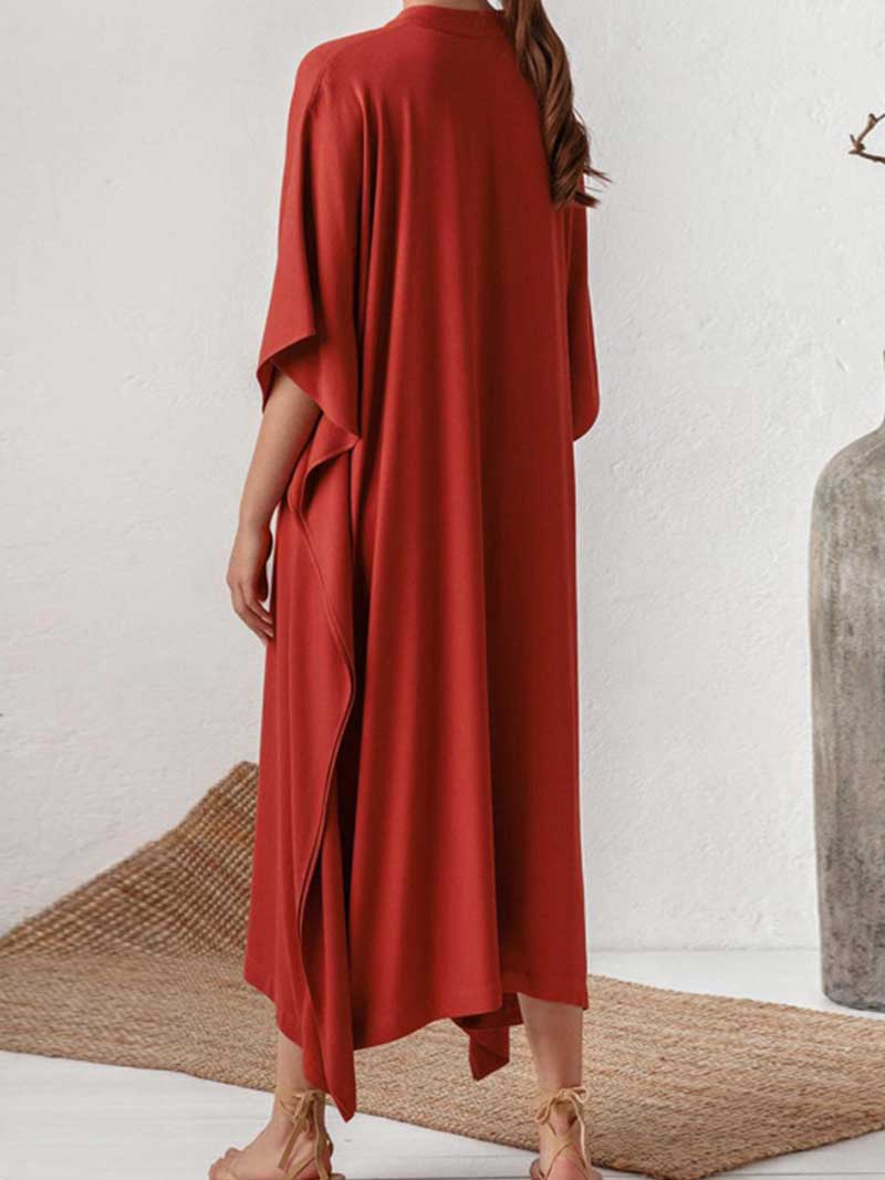 Plain Polyester Long Sleeves Kaftan Dress - Image 5