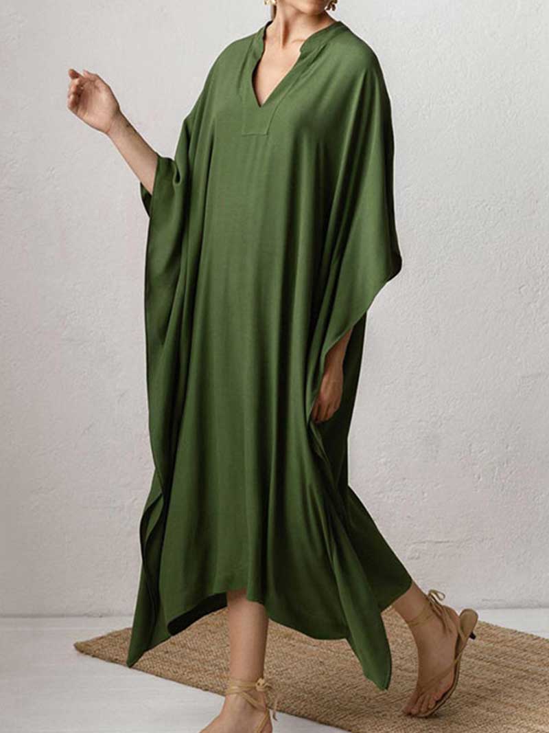 Plain Polyester Long Sleeves Kaftan Dress - Image 8