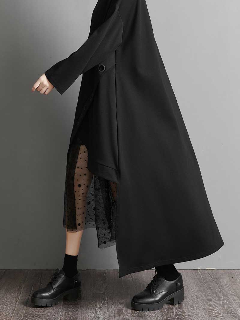 Plain Stylish Cotton Round-Neck Midi Dress - Image 5