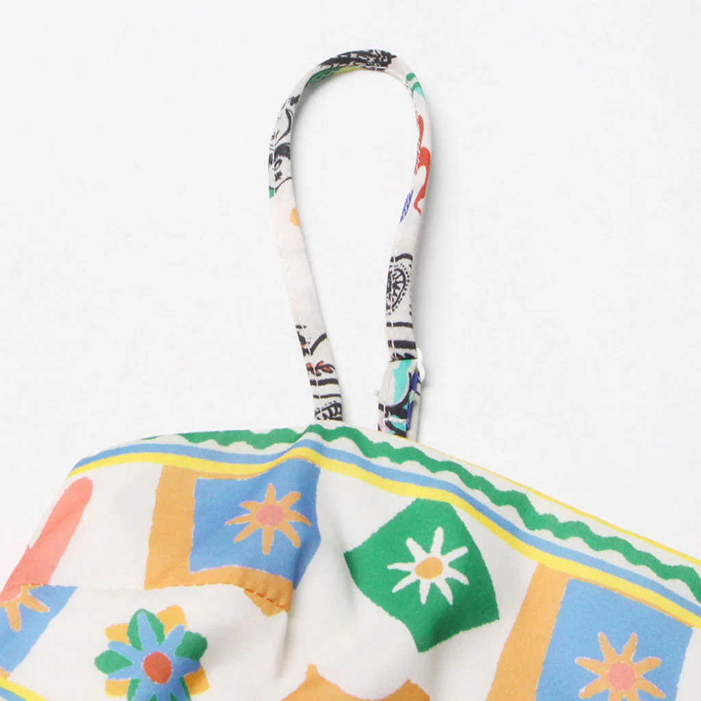 Playful Boho Printed Spaghetti Strap Smocked Back Babydoll Midi SunDress - Image 3