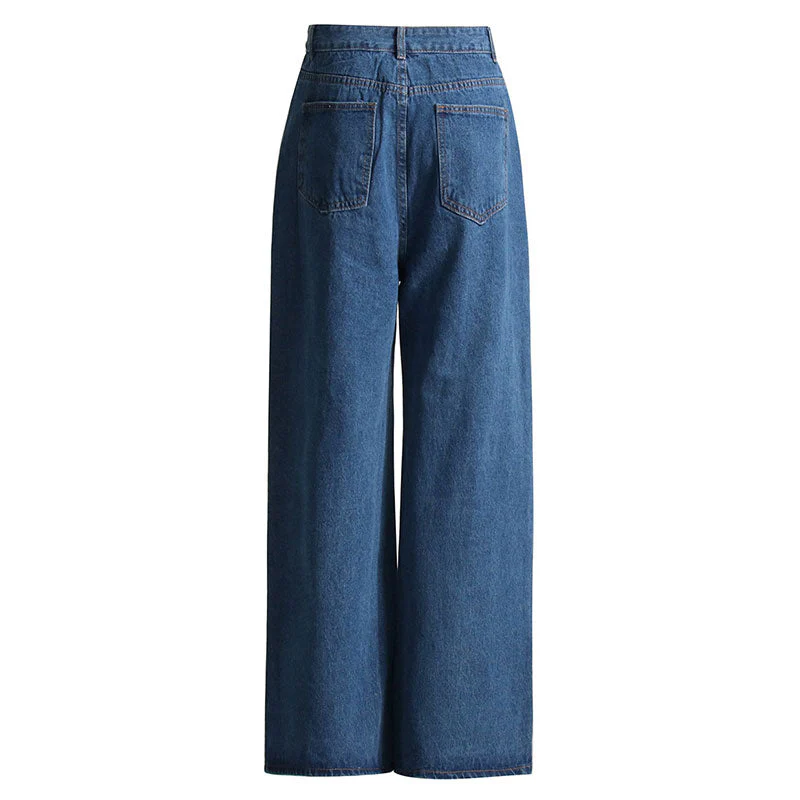 Playful Contrast Heart Print Straight Leg High Waist Denim Boyfriend Jeans - Image 3