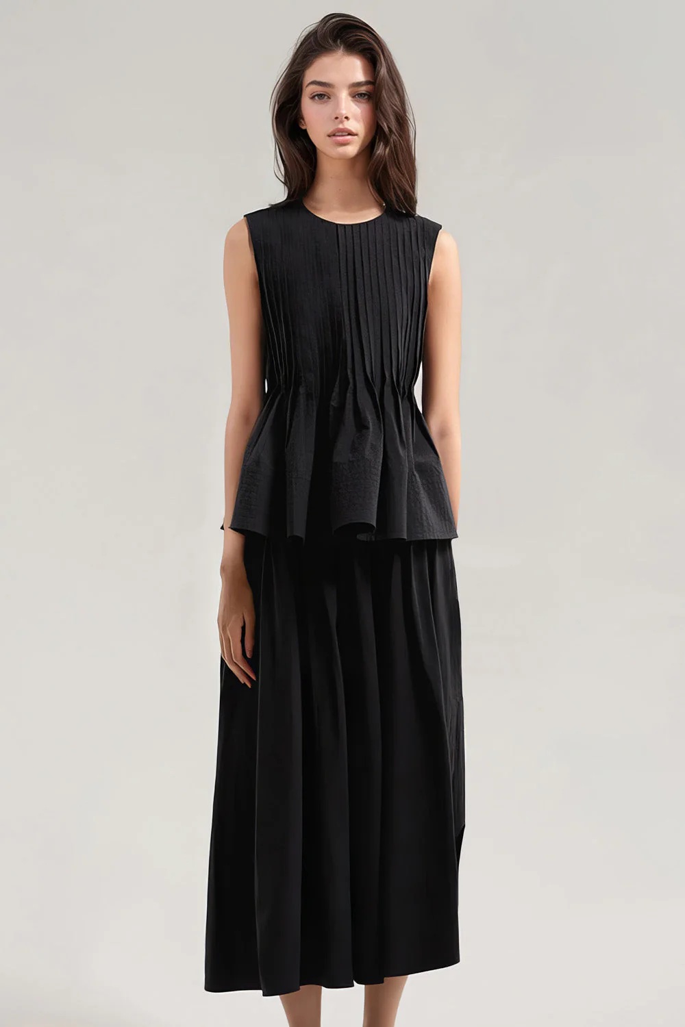 Pleated 2-Piece Set - Black - Image 2