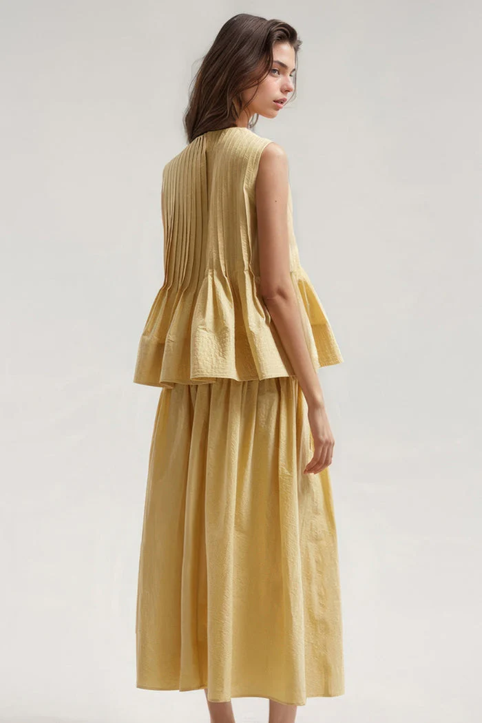 Pleated 2-Piece Set - YelLow - Image 2