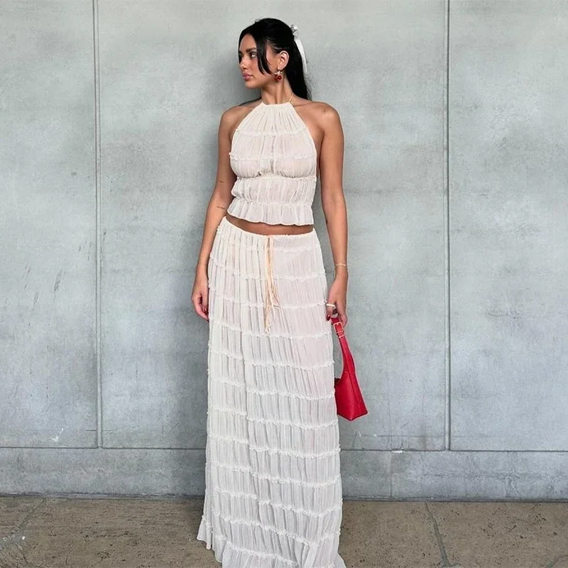 SLAVA PLEATED CROP TOP and Long Skirt SET - Image 16
