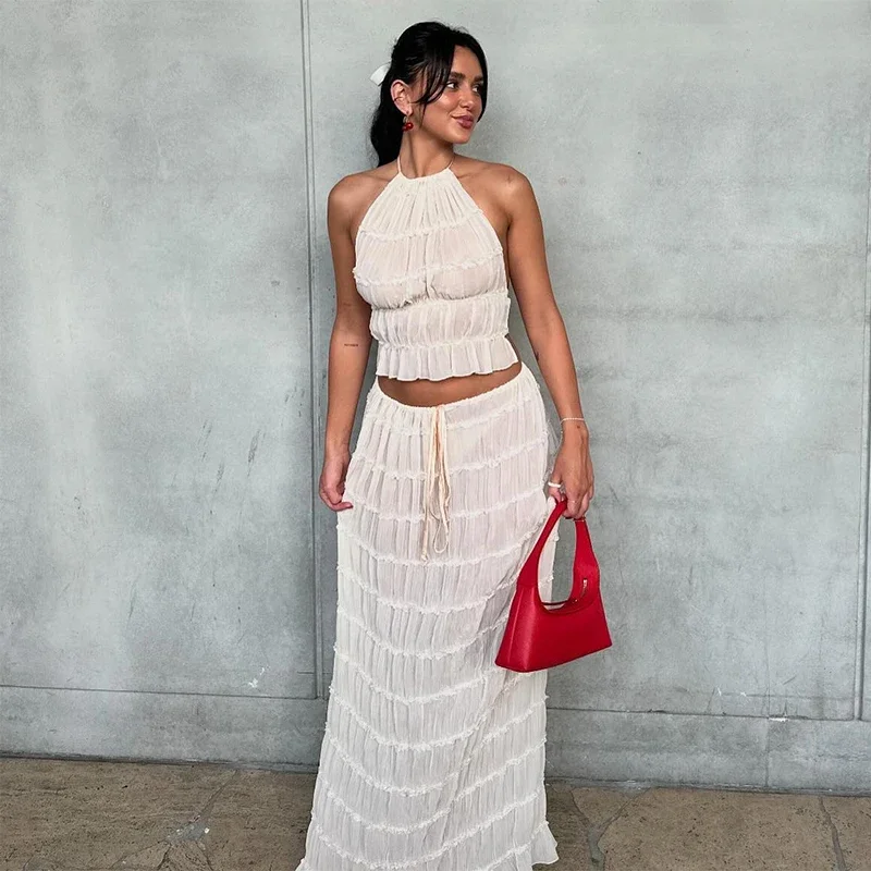 SLAVA PLEATED CROP TOP and Long Skirt SET - Image 17