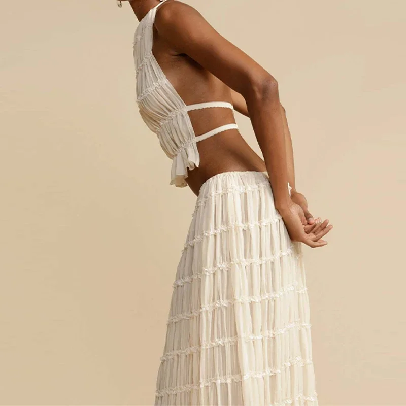 SLAVA PLEATED CROP TOP and Long Skirt SET - Image 3