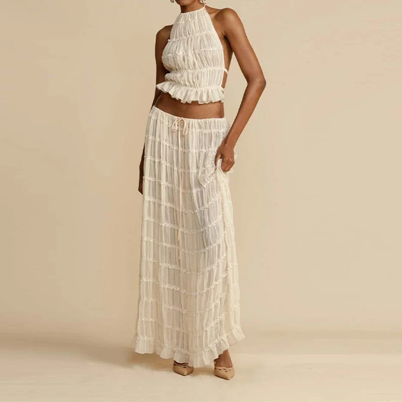 SLAVA PLEATED CROP TOP and Long Skirt SET - Image 5