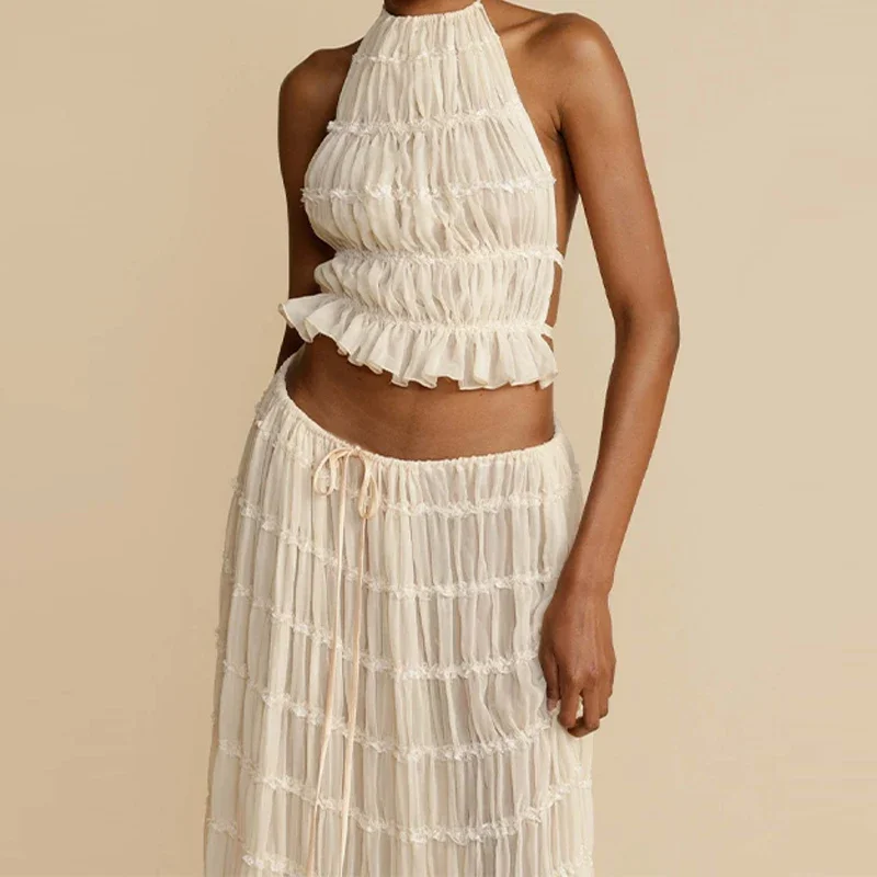SLAVA PLEATED CROP TOP and Long Skirt SET - Image 6