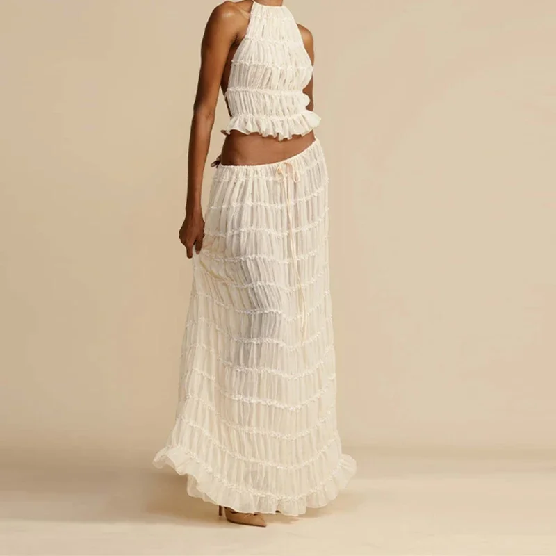 SLAVA PLEATED CROP TOP and Long Skirt SET - Image 7