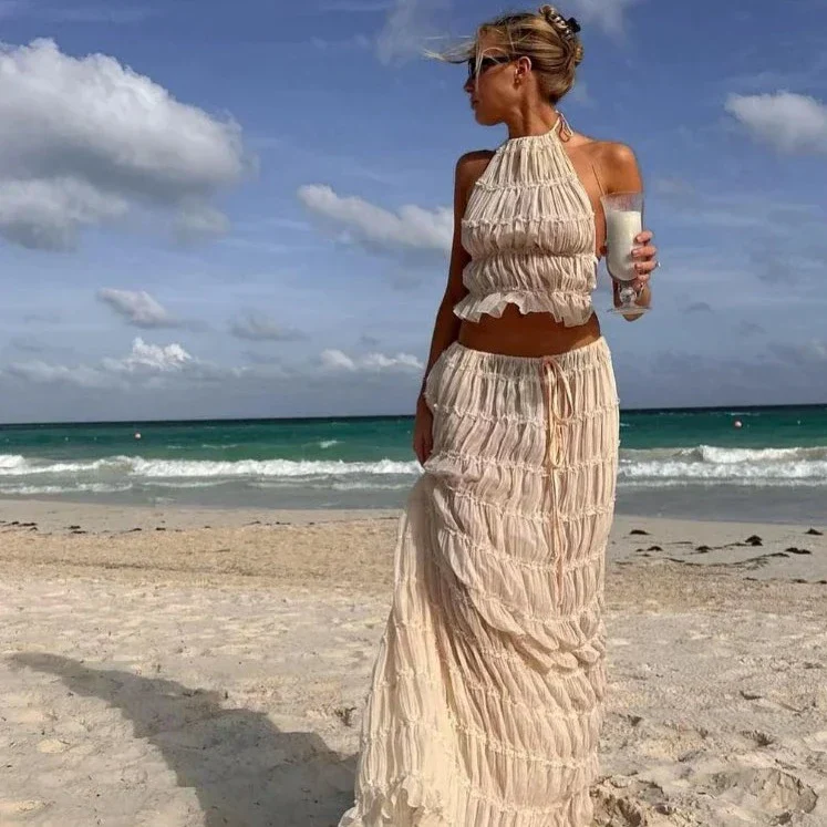 SLAVA PLEATED CROP TOP and Long Skirt SET - Image 8