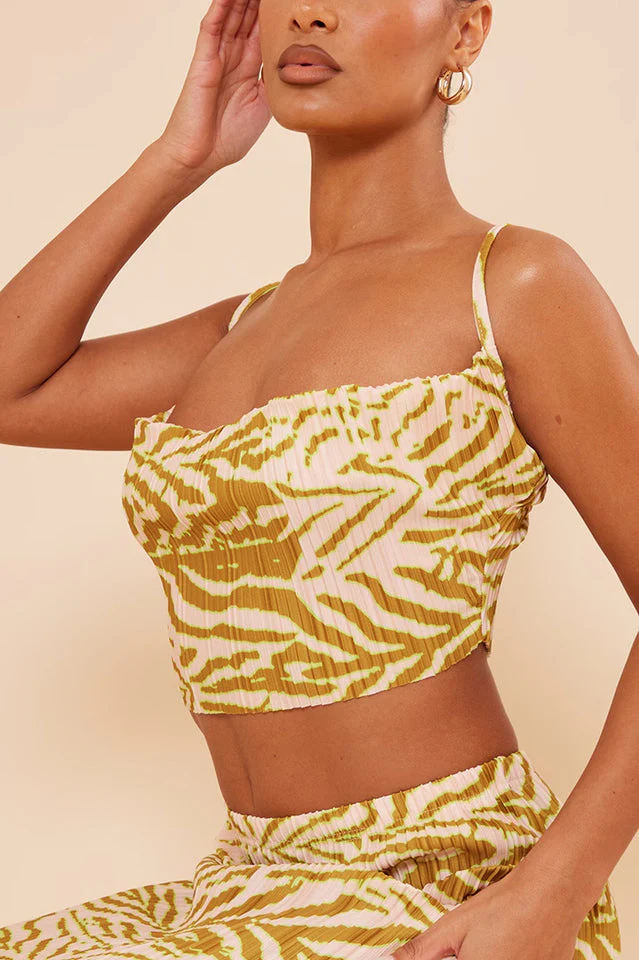 Plisse Strappy Cow Neck Top + Skirt Set - Image 22