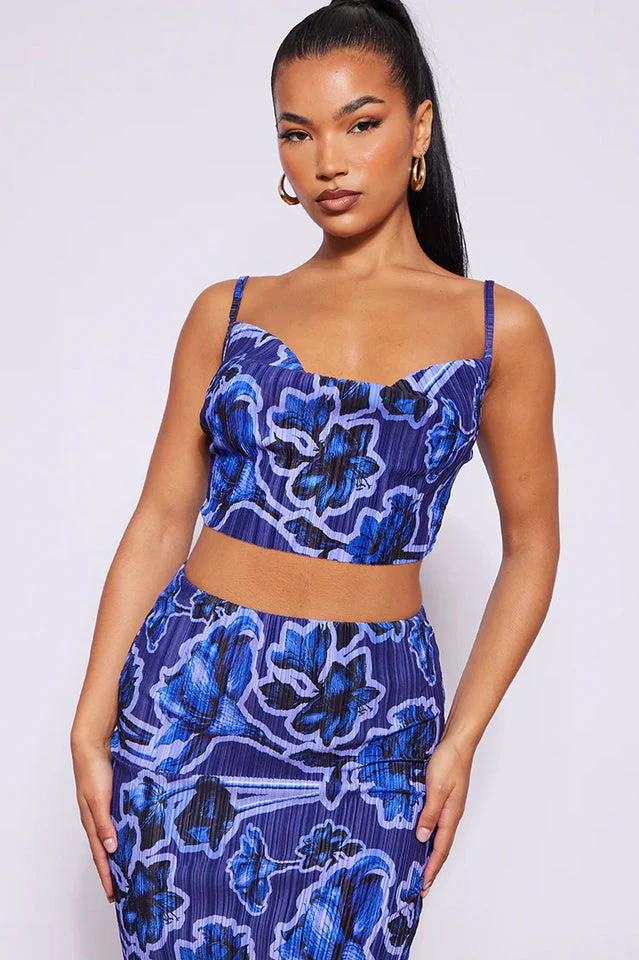 Plisse Strappy Cow Neck Top + Skirt Set - Image 24