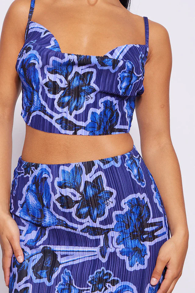 Plisse Strappy Cow Neck Top + Skirt Set - Image 25