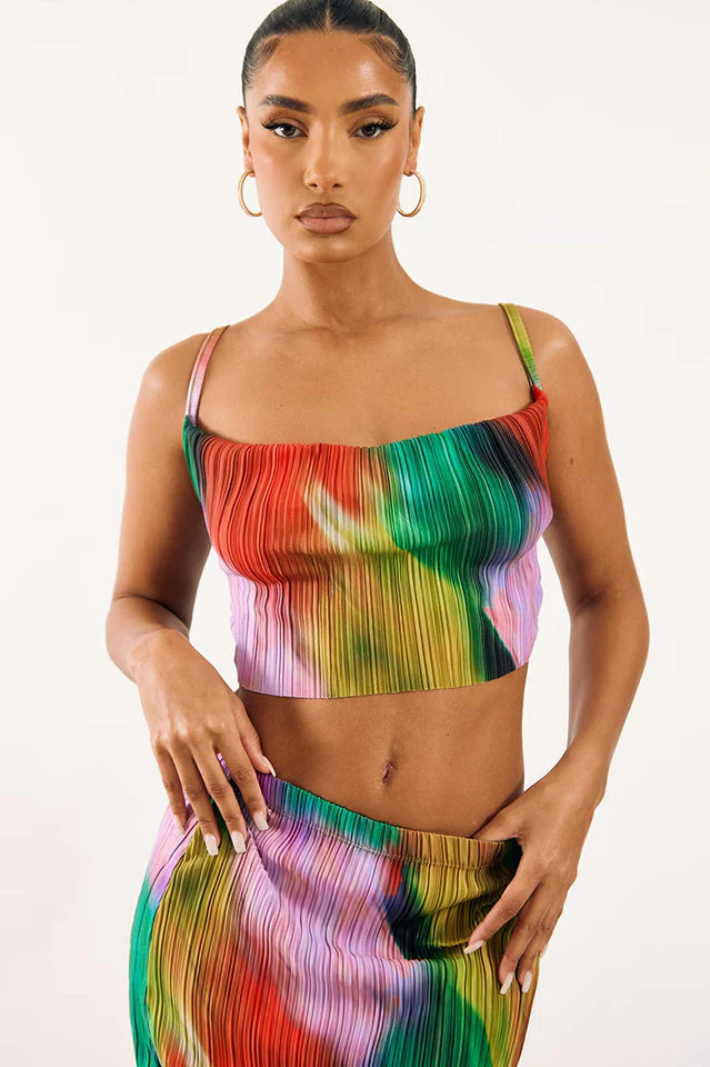 Plisse Strappy Cow Neck Top + Skirt Set - Image 28