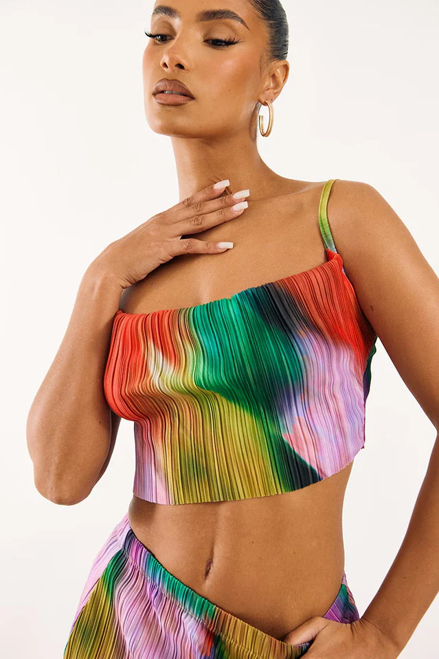 Plisse Strappy Cow Neck Top + Skirt Set - Image 30