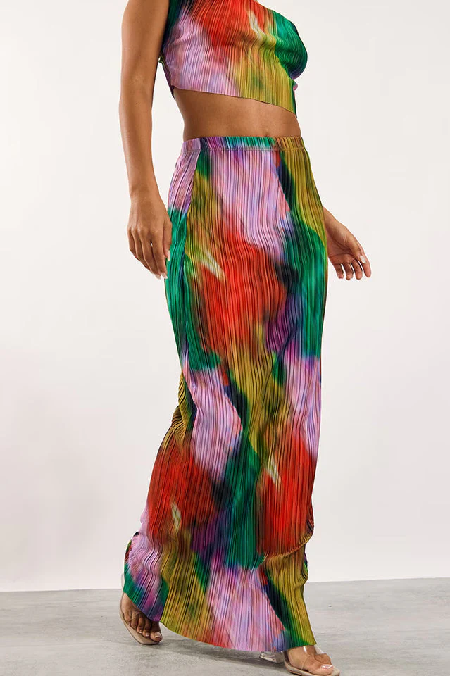Plisse Strappy Cow Neck Top + Skirt Set - Image 6