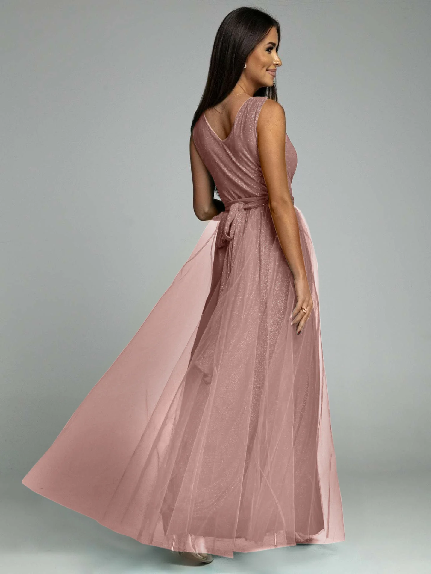 Plunging Neck Backless Mesh Midi Dress - Image 19
