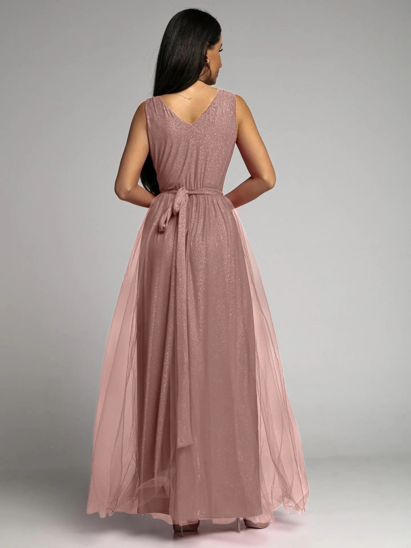 Plunging Neck Backless Mesh Midi Dress - Image 20