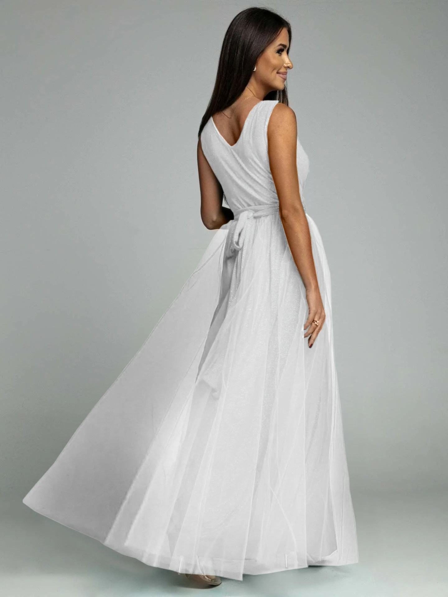 Plunging Neck Backless Mesh Midi Dress - Image 23