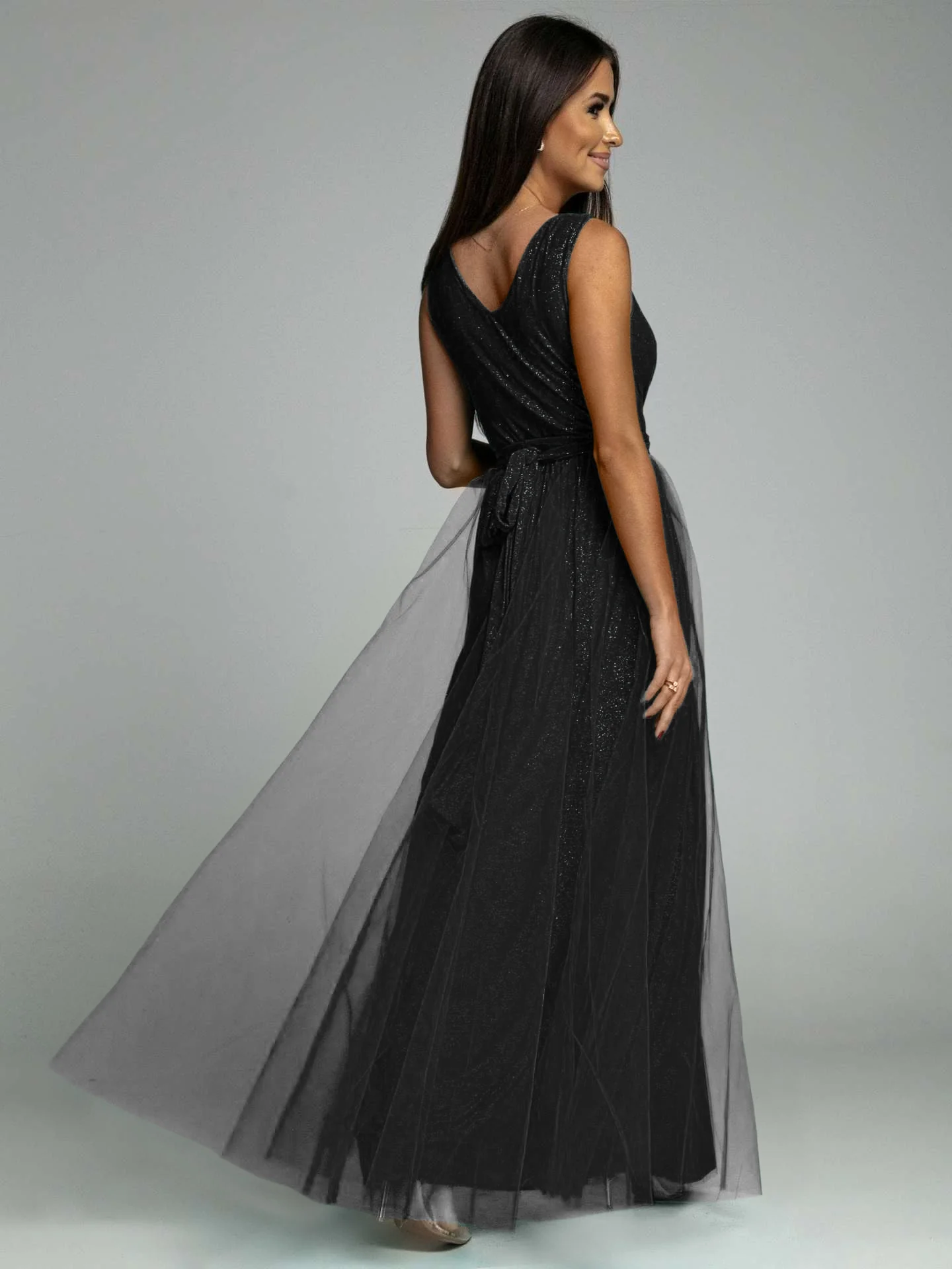 Plunging Neck Backless Mesh Midi Dress - Image 27