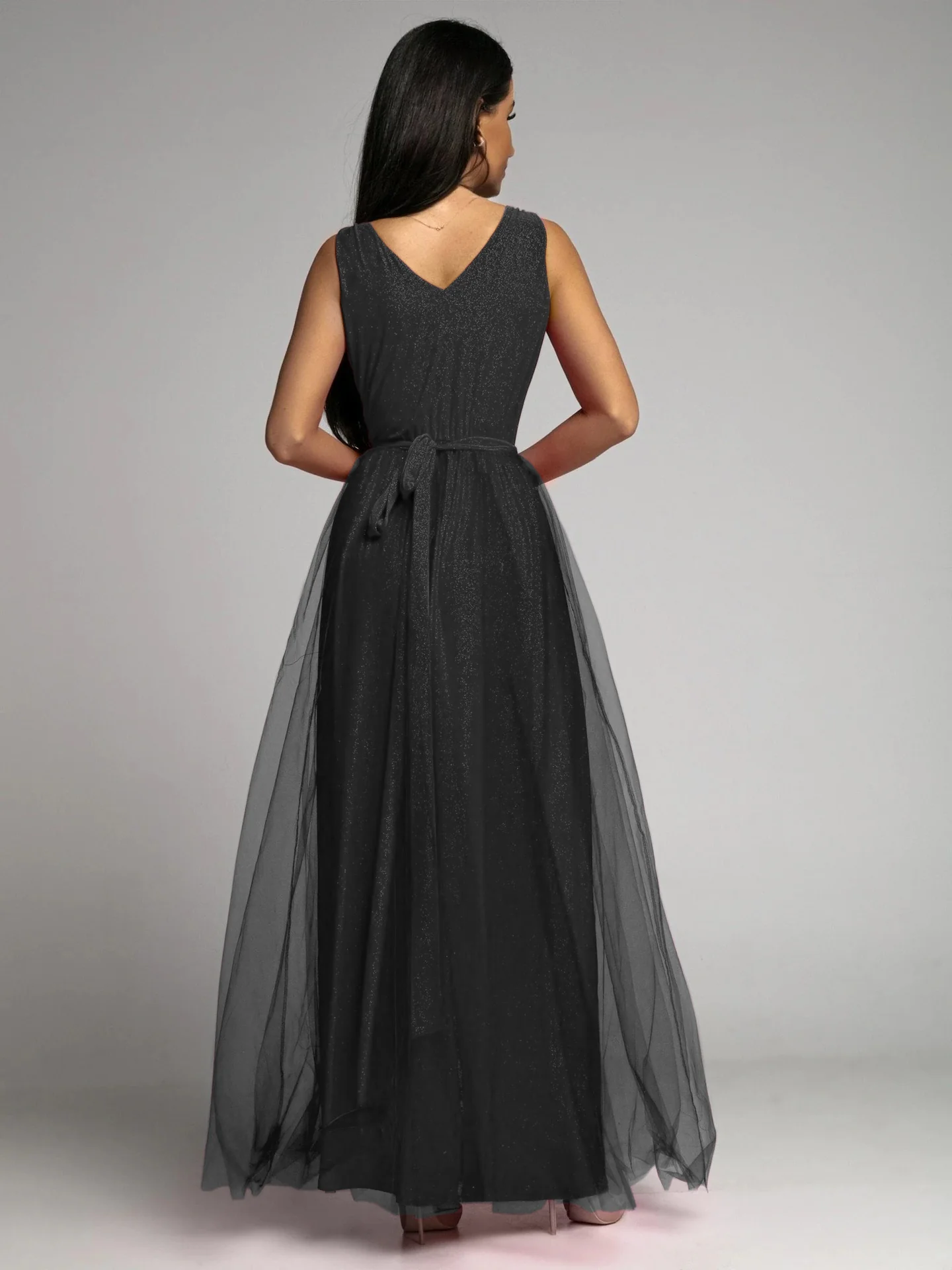 Plunging Neck Backless Mesh Midi Dress - Image 28
