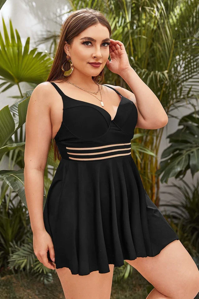 Plus Mesh Insert Ruffle Bikini Swimsuit - Image 16